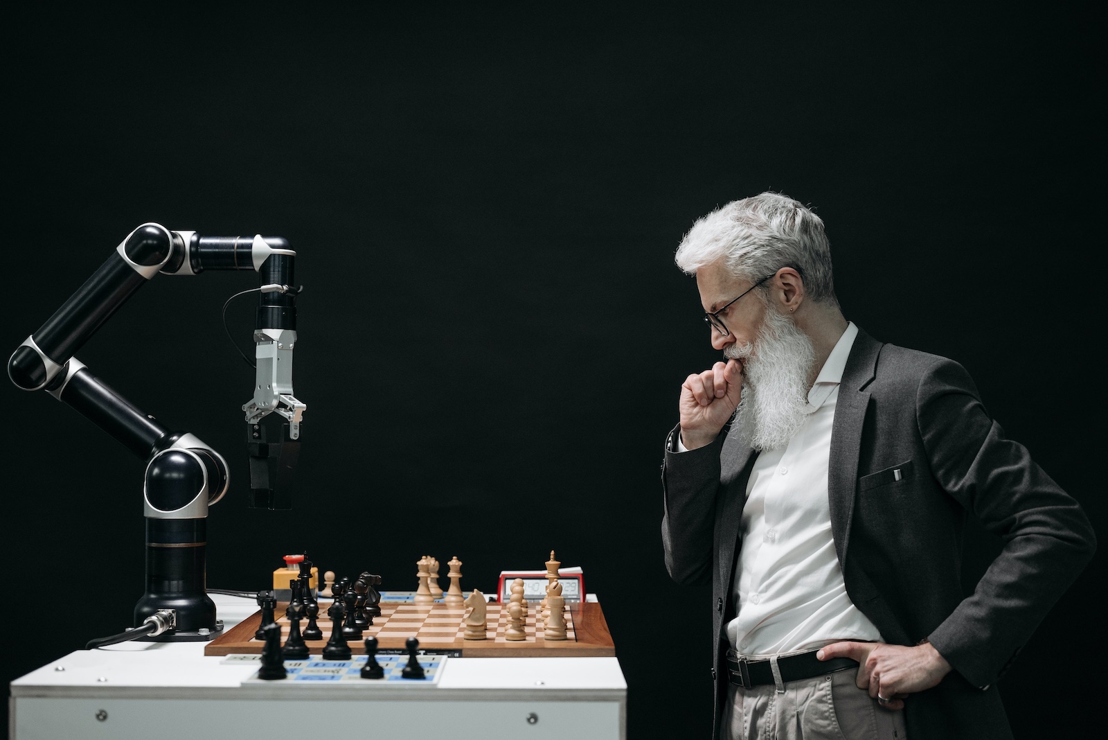 Business executive reviewing AI-powered data visualizations enhanced by spatial computing