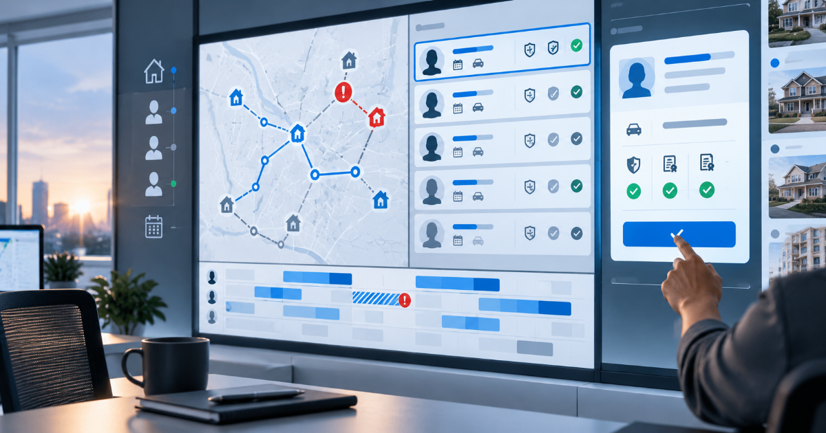 Operations view of a care team schedule where AI helps automate caregiver scheduling within compliance rules