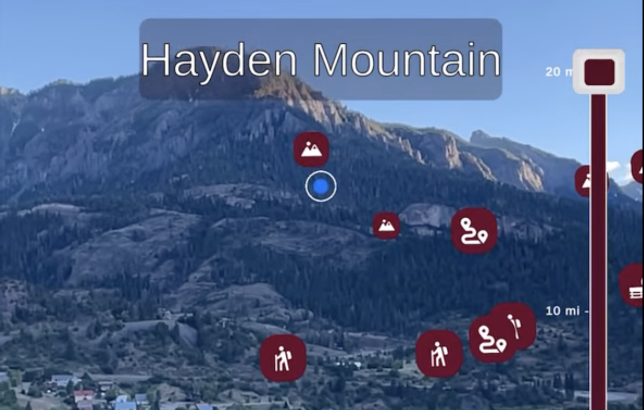 UrWay AI-guided tourism app interface showing Ouray, Colorado points of interest